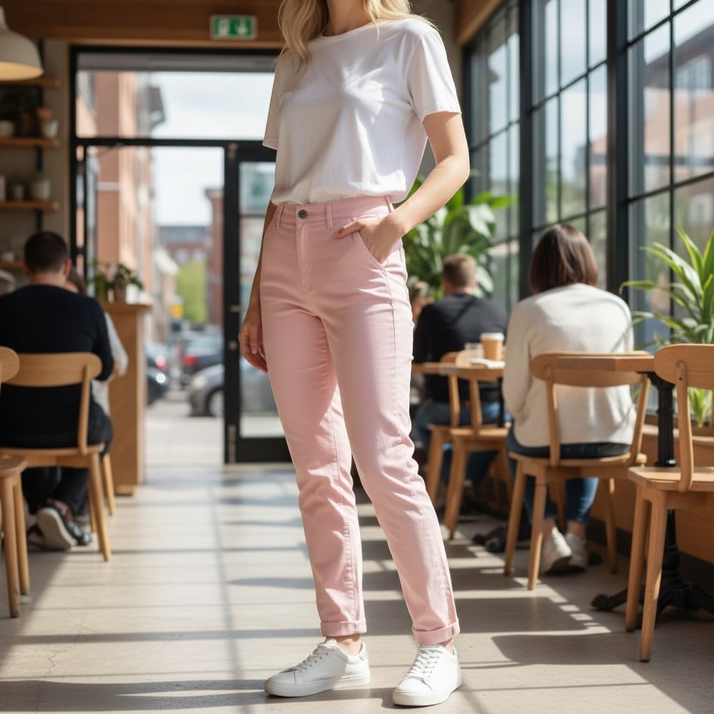 Yerse pale pink designer‎ khaki pants T1 small 30x30